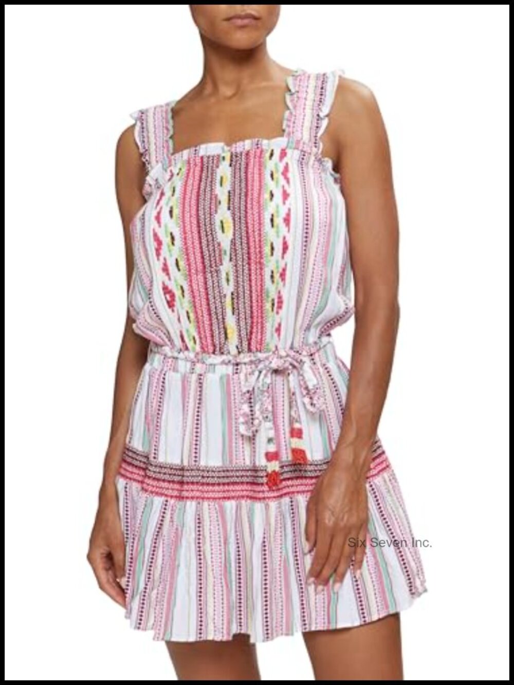 Women's Jaelyn Mini Cover-Up Smocked Waist Lightweight Embroidered Sleeveless